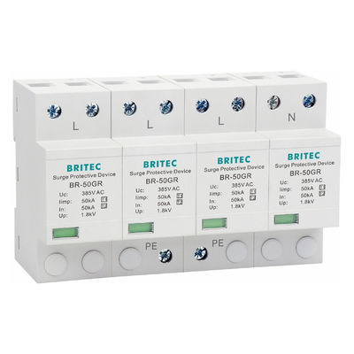 BRITEC 50kA TUV/CE/ROHS অনুমোদিত সার্জ প্রোটেকশন ডিভাইস (SPD) 10/350 ওয়েভফর্ম লাইটনিং অ্যারেস্টর সহ