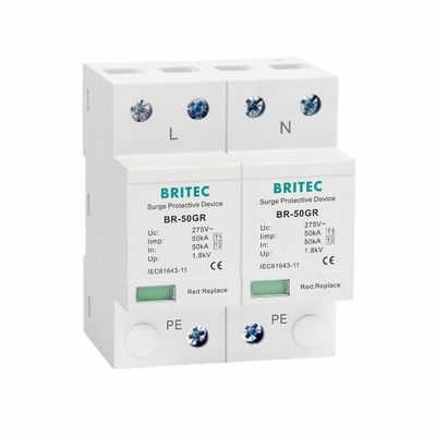 ক্লাস I পাওয়ার সার্জ আটকান 10/350μs 50KA একক ফেজ 150V / 275V / 320V