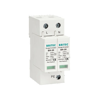 BR-20 2P 20kA টাইপ 2 ওভারজোয়ার প্রতিরক্ষামূলক ডিভাইস একক ফেজ এসপিডি বজ্রপাত বজ্রধ্বনি গ্রেপ্তারকারী একক ফেজ এসি পাওয়ার ওভারজোয়ার প্রতিরক্ষামূলক ডিভাইস