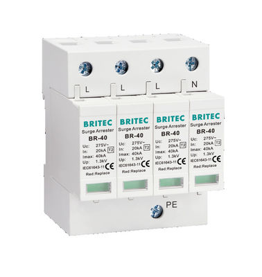 BR-40 4P 20kA - 200kA জর্জ সুরক্ষা ডিভাইস জর্জ আটক Spd বজ্রপাত 275v বজ্রপাত সুরক্ষা