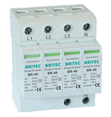 BRITEC BR-40 4P সার্জ সুরক্ষা ডিভাইস থ্রি ফেজ এসপিডি বজ্রপাত সুরক্ষা গ্রেপ্তার চীন সার্জ সুরক্ষা প্রস্তুতকারক