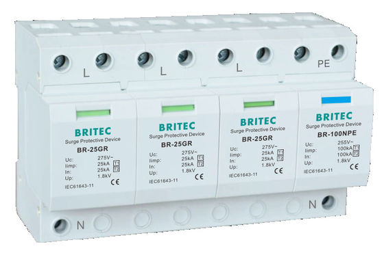 BR-25GR 1P+1 সার্জ সুরক্ষা ডিভাইস Spd টাইপ1 সার্জ দমনকারী বজ্রপাত বন্ধকারী এসি সার্জ দমনকারী