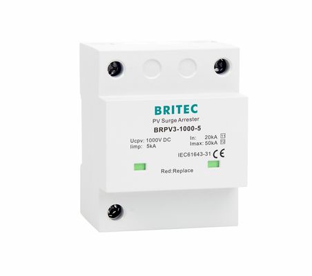 BRPV3-1000-5 T1 50kA DC 1000V 5kA টাইপ 1+2 PV সার্জ প্রটেক্টর সার্জ অ্যারেস্টার সোলার সার্জ প্রোটেকশন ডিভাইস t1 t2 dc SPD ফটোভোলটাইক SPDs