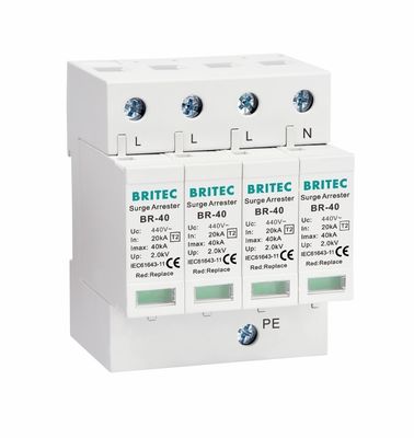 BR-40 440 4P টাইপ 2 40ka ওভারজোড় সুরক্ষা ডিভাইস SPD T2 পাওয়ার সুরক্ষা আটকান বজ্রপাত বজ্রপাত সুরক্ষা এসি ওভারজোড় 440V ওভারজোড় Arrester spd টাইপ 2 ওভারজোড় সুরক্ষা