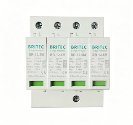 BR-12.5M 320 4P spd t1 লাইটনিং সার্জ প্রটেক্টর টাইপ 1 2 spd 12.5ka লাইটনিং স্ট্রাইক প্লাগ-ইন অ্যারেস্টার