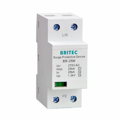 BR-25M 1P T1 ক্লাস I+II 25kA একক ফেজ SPD সার্জ অ্যারেস্টর লাইটনিং প্রোটেক্টর