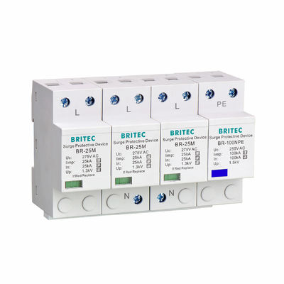 BR-25M 3P+1NPE 25kA T1+T2 সার্জ অ্যারেস্টার B+C লো ভোল্টেজ 3 ফেজ টাইপ 1 AC spd