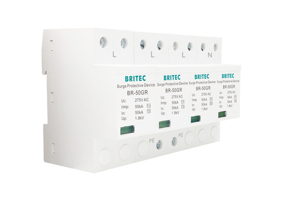 SPD 50KA টাইপ 1 সার্জ প্রোটেক্টর ডিভাইস 4P 275V 320V AC লাইটনিং অ্যারেস্টার