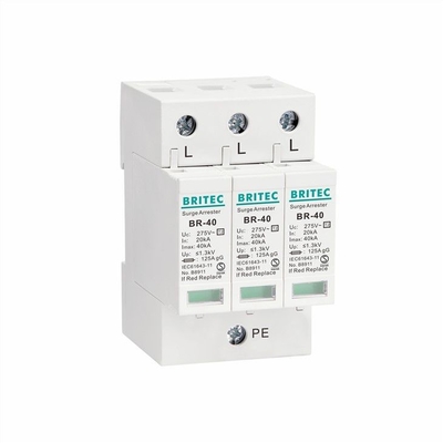 BR-40 2P 40kA টাইপ 2 সার্জ প্রোটেকশন ডিভাইস সিঙ্গেল ফেজ এসপিডি লাইটনিং প্রোটেকশন অ্যারেস্টার