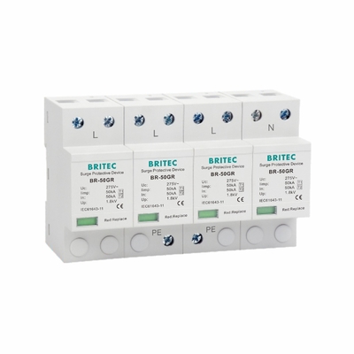 SPD 50KA টাইপ 1 সার্জ প্রোটেক্টর ডিভাইস 4P 275V 320V AC লাইটনিং অ্যারেস্টার