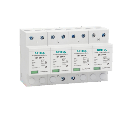 BR-25GR 4P ক্লাস I টাইপ 1 সারজ সারজ আটকান SPD বজ্রপাত সুরক্ষা স্পার্ক ফাঁক spd টাইপ 1 4p সারজ সুরক্ষা