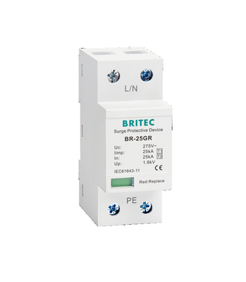 BR-25GR 4P ক্লাস I টাইপ 1 সারজ সারজ আটকান SPD বজ্রপাত সুরক্ষা স্পার্ক ফাঁক spd টাইপ 1 4p সারজ সুরক্ষা