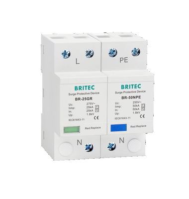 BR-25GR 4P ক্লাস I টাইপ 1 সারজ সারজ আটকান SPD বজ্রপাত সুরক্ষা স্পার্ক ফাঁক spd টাইপ 1 4p সারজ সুরক্ষা