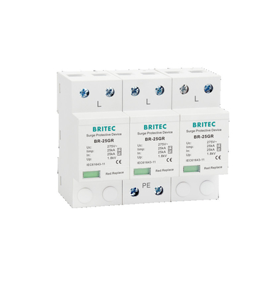 BR-25GR 4P ক্লাস I টাইপ 1 সারজ সারজ আটকান SPD বজ্রপাত সুরক্ষা স্পার্ক ফাঁক spd টাইপ 1 4p সারজ সুরক্ষা