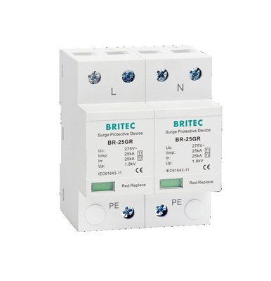 BR-25GR 4P ক্লাস I টাইপ 1 সারজ সারজ আটকান SPD বজ্রপাত সুরক্ষা স্পার্ক ফাঁক spd টাইপ 1 4p সারজ সুরক্ষা