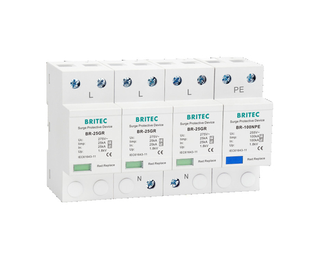 BR-25GR 1P 1P 3p Type Spd Surge Protector Lightning Arrester Supresor SPD টাইপ I এবং টাইপ II