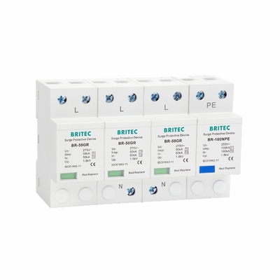 ক্লাস I T1 50KA 3P+NPE সার্জ প্রোটেক্টর 150V / 275V / 320V হাই এনার্জি SPD