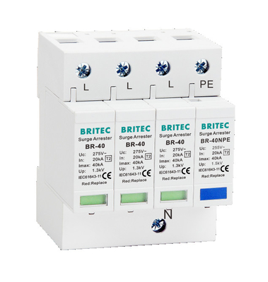 BR-40 4P 20kA - 200kA জর্জ সুরক্ষা ডিভাইস জর্জ আটক Spd বজ্রপাত 275v বজ্রপাত সুরক্ষা