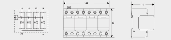 BR-25GR 4P SPD সার্জ লাইটনিং প্রোটেকশন ডিভাইস DIN Rail 35 Mm ac spd