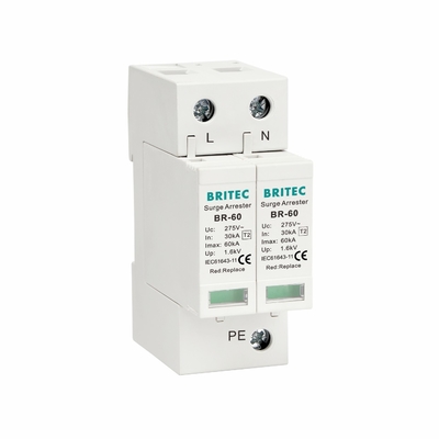 30kA 60kA টাইপ 2 সার্জ প্রোটেকশন ডিভাইস SPD পাওয়ার 230V/400V BRITEC