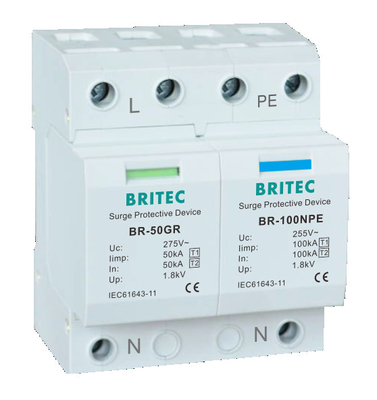 BR-50GR 1+1 Ac সার্জ প্রোটেক্টিভ ডিভাইস spd t1 সার্জ অ্যারেস্টর থান্ডার সুরক্ষা