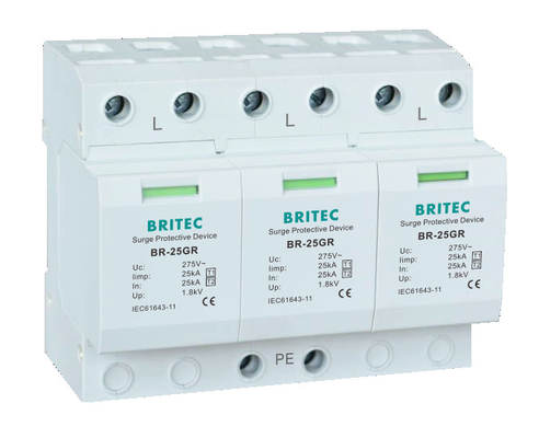 BRITEC BR-25GR 1P 25kA টাইপ 1 সার্জ অ্যারেস্টার spd সার্জ প্রোটেকশন ডিভাইস থান্ডার প্রোটেক্টর