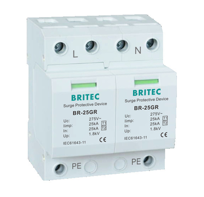 BR-25GR 1+1 লাইটনিং 25kA টাইপ 1 সার্জ প্রোটেকশন ডিভাইস থান্ডার প্রোটেকশন এসপিডি