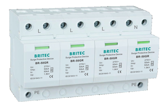 BR-50GR 4P 3 ফেজ 385V টাইপ 1 সার্জ প্রোটেকশন ডিভাইস লাইটনিং অ্যারেস্টার spd