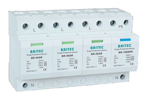 BR-50GR 4P 3 ফেজ 385V টাইপ 1 সার্জ প্রোটেকশন ডিভাইস লাইটনিং অ্যারেস্টার spd