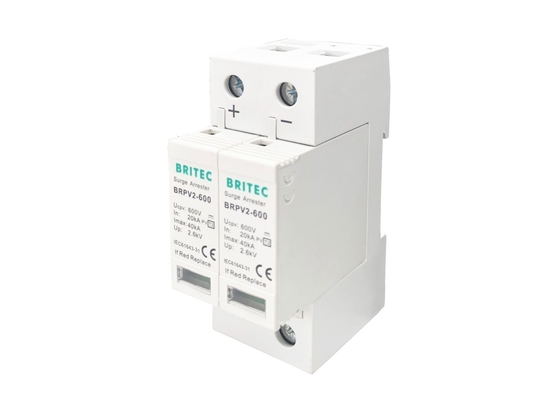 DC600V 2P 40KA ফটোভোলটাইক পিভি সার্জ অ্যারেস্টার টাইপ 2 লাইটনিং প্রটেক্টর লো ভোল্টেজ