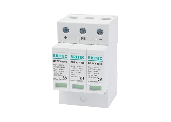 PV 1000V 20ka 40kA লো ভোল্টেজ 3 পোল সার্জ প্রোটেক্টর শিখা প্রতিরোধক