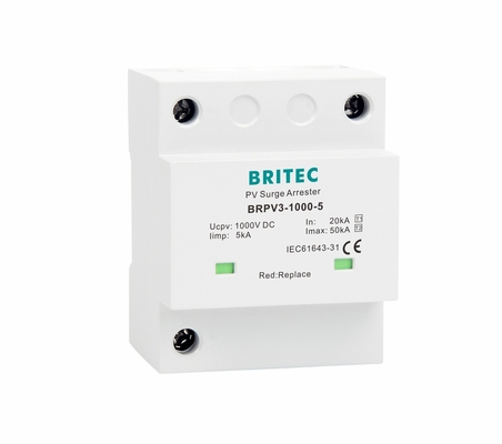 BRPV3-1000-5 T1 50kA DC 1000V 5kA পিভি ওভারজার্জ আটকান সৌর ওভারজার্জ সুরক্ষা ডিভাইস