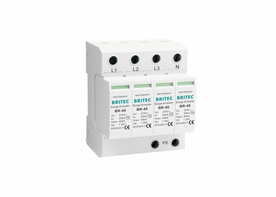 UL94-V0 35mm Din Rail 40ka টাইপ 2 বজ্রপাত সুরক্ষা পাওয়ার সার্জ অ্যারেস্টার