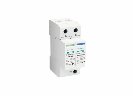 TVSS 150V/275V/320V/385V/440V 40KA ডিন রেল পাওয়ার বজ্রপাত সুরক্ষা ওভারজার্জ আটক একক ফেজ