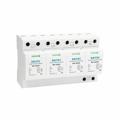 TUV BR-50GR 3P+N ক্লাস 1 এসি SPD 50ka ওভারজেড সুরক্ষা ডিভাইস টাইপ 1 spd TUV বজ্রপাত সুরক্ষা স্পার্ক ফাঁক spd