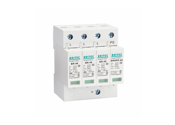 40kA 275V/255V ইন্ডাস্ট্রিয়াল DIN রেল 3 ফেজ টাইপ 2 এসপিডি সার্জ সুরক্ষা ডিভাইস