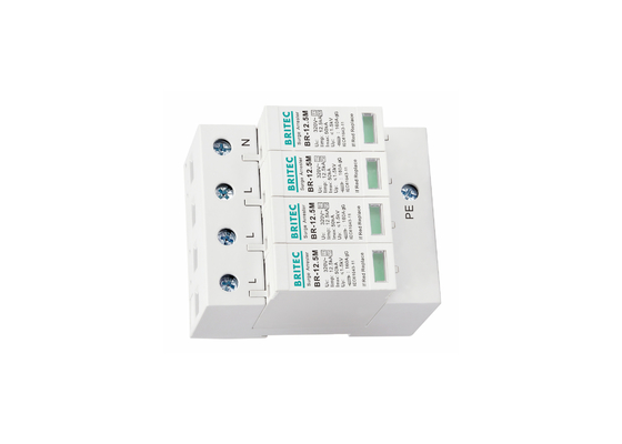 12.5kA টাইপ 1+2 320V 4P হোমহাউজিং সার্জ প্রটেক্টর বজ্রপাত সুরক্ষা