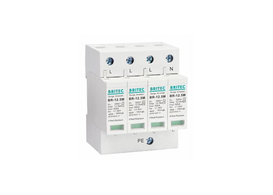 12.5kA টাইপ 1+2 320V 4P হোমহাউজিং সার্জ প্রটেক্টর বজ্রপাত সুরক্ষা
