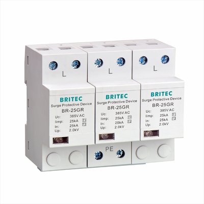 BR-25M 3P+1NPE 25kA T1+T2 সার্জ অ্যারেস্টার B+C লো ভোল্টেজ 3 ফেজ টাইপ 1 AC spd