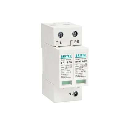 BRITEC BR-12.5M 3P+1 সার্জ প্রোটেকশন 275v লাইটনিং অ্যারেস্টার ক্লাস I+II Spd