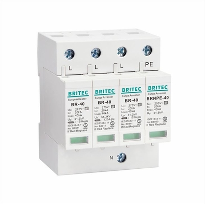 BR-40 4P 40kA 4 পোল 3 ফেজ লাইটনিং সার্জ অ্যারেস্টার সার্জ প্রোটেক্টর ডিভাইস এসপিডি