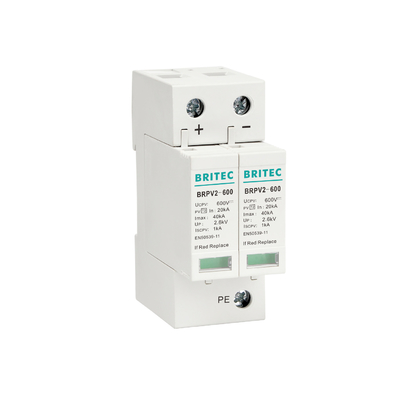 BRPV2-600 2 Mod DC 600V ফোটোভোলটাইক PV সার্জ প্রটেক্টর ডিসি সার্জ আরাস্টার সৌর SPD tuv সার্জ প্রটেক্টর