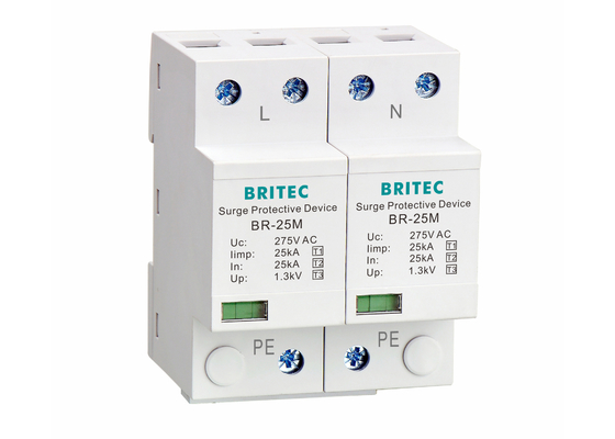 টাইপ 1+2+3 25kA 275V এসপিডি 2 পোল টাইপ 1 ওভারজার্জ প্রটেক্টর বজ্রপাত সুরক্ষা