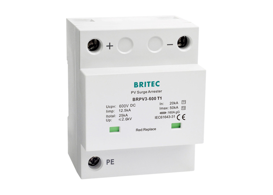 12.5kA BRPV3-600T1 টাইপ 1+2 PV Surge Protector ফোটোভোলটাইক সার্জ সুরক্ষা ডিভাইস