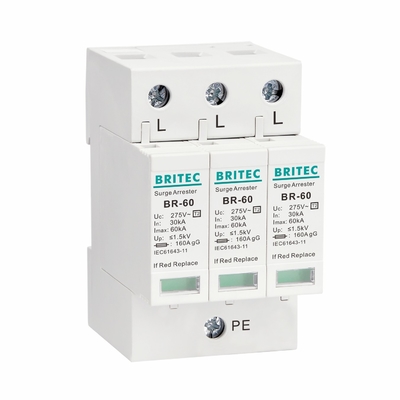 BR275-60 3P SPD 60kA CE TUV টাইপ 2 সার্জ সুরক্ষা ডিভাইস 275v বজ্রপাত সুরক্ষা