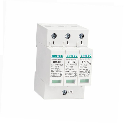 BR-40 3P Spd 3P টাইপ 2 সার্জ প্রোটেকশন ডিভাইস ডিআইএন রেল থ্রি ফেজ লাইটনিং প্রোটেকশন