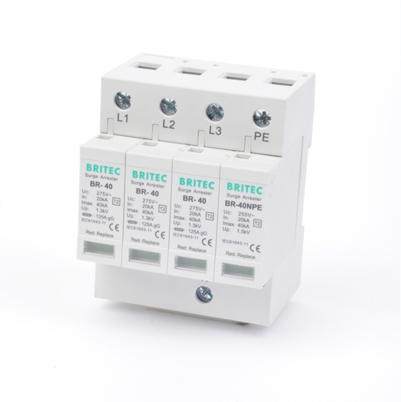 BR-40 3P+1 40kA লাইটনিং অ্যারেস্টার থান্ডার সার্জ প্রোটেক্টর ডিভাইস T2 spd