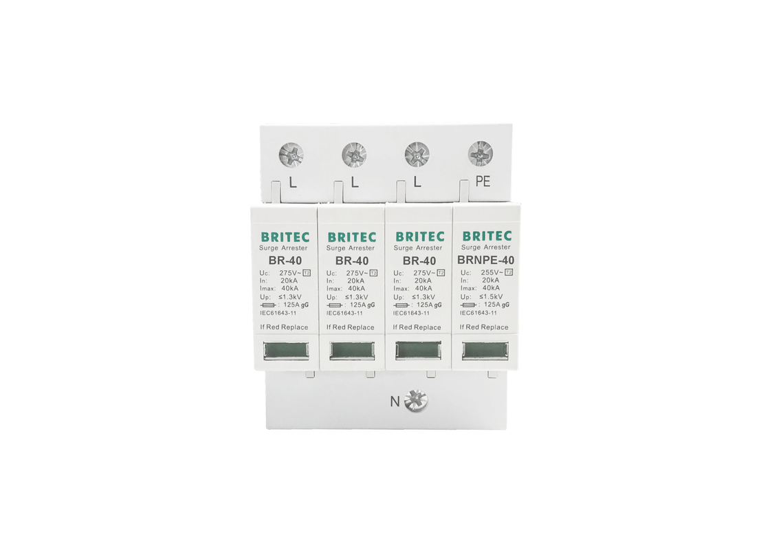 40kA 275V/255V ইন্ডাস্ট্রিয়াল DIN রেল 3 ফেজ টাইপ 2 এসপিডি সার্জ সুরক্ষা ডিভাইস