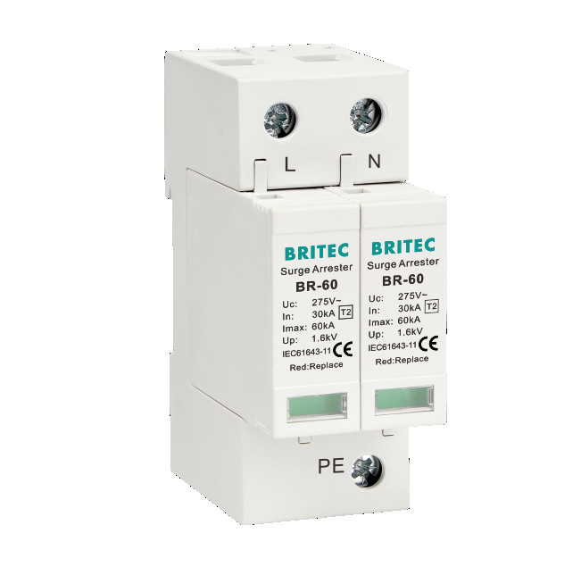BR-60 2P টাইপ 2 ওভারজার্জ সুরক্ষা ডিভাইস বজ্রপাত আটকান 60ka বজ্রপাত সুরক্ষা tuv ac ওভারজার্জ আটকান