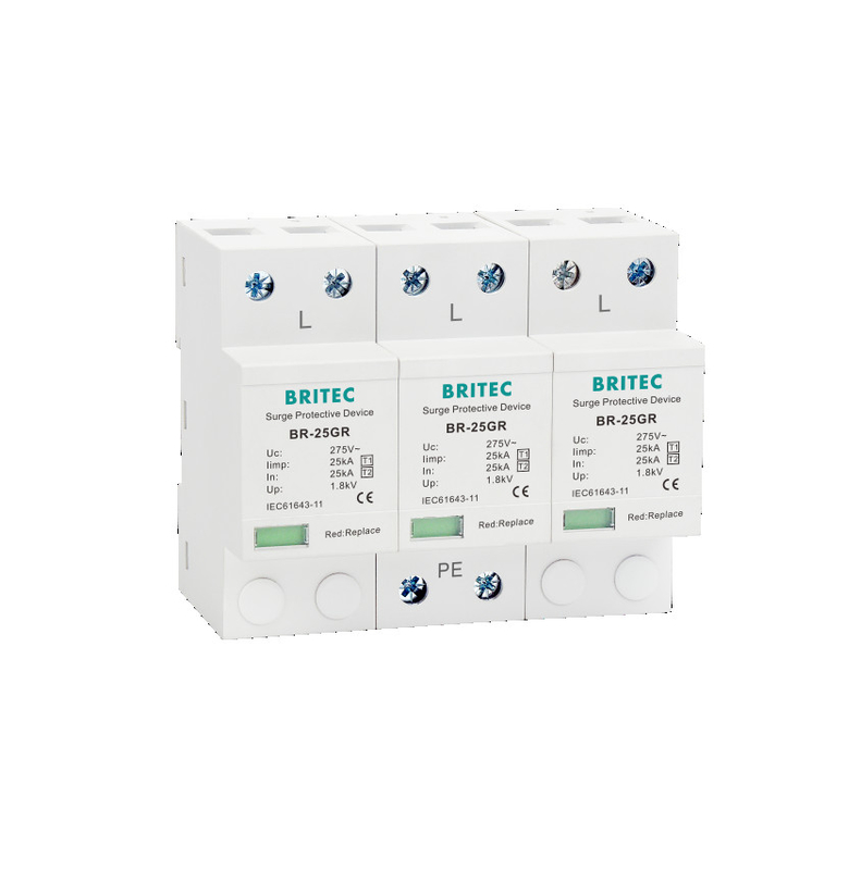 BR-25GR 4P ক্লাস I টাইপ 1 সারজ সারজ আটকান SPD বজ্রপাত সুরক্ষা স্পার্ক ফাঁক spd টাইপ 1 4p সারজ সুরক্ষা